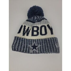 New Era Dallas Cowboys NFL Knit Beanie Pom Hat Blue White Gray Cuffed One Size
